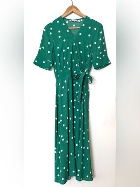 & other stories Women Green Polka Dot Tie-Waist Maxi Dress